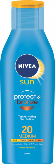 Nivea Sun Losjon Protect & Bronze ZF 20 200 ml