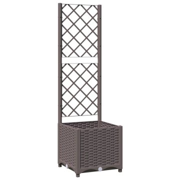 Vidaxl Cvetlično korito z oporno mrežo rjavo 40x40x136 cm PP