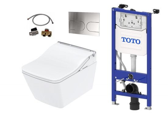 TOTO Kompletni set: TOTO WASHLET SW samodejno splakovanje + TOTO WC školjka SP + TOTO splakovalnik + TOTO tipka + TOTO priključni set