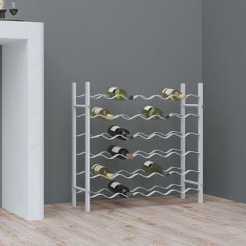 Vidaxl Stojalo za vino za 36 steklenic bela kovina