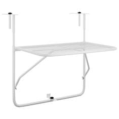 Vidaxl Balkonska mizica bela 60x40 cm jeklo
