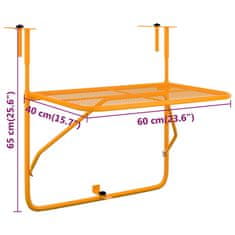 Greatstore Balkonska mizica rumena 60x40 cm jeklo