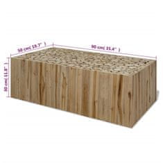 Vidaxl Klubska mizica iz prave tikovine 90x50x35 cm