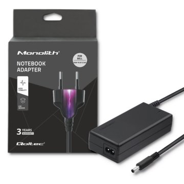 Napajalnik za prenosnik Qoltec Dell 65W | 19,5V | 3,34A | 4,5*3,0+pin | + napajalni kabel