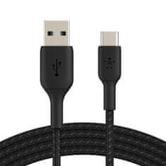 Belkin pleteni kabel USB-C - USB-A, 3 m, črn