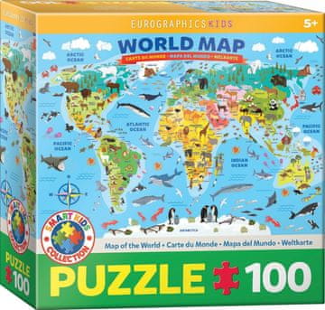 EuroGraphics Puzzle Ilustrirani zemljevid sveta 100 kosov