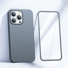 Joyroom Ovitek za iPhone 13 Pro Max zadnja in sprednja stran + kaljeno steklo sive barve