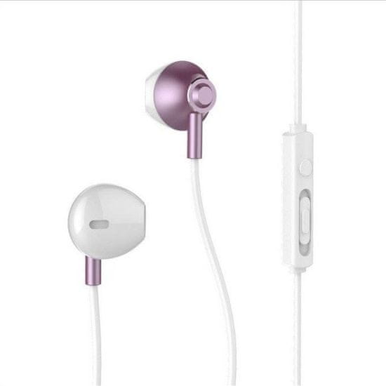 REMAX RM-711 slušalke v ušesa z daljinskim upravljalnikom in mikrofonom roza barve