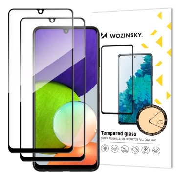slomart wozinsky set 2x supermočno kaljeno steklo s polnim lepilom za celoten zaslon z ohišjem in okvirjem za samsung galaxy a22 4g black