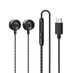 REMAX slušalke za ušesa z daljinskim upravljalnikom in mikrofonom USB Type C črne (RM-711a Tarnish)