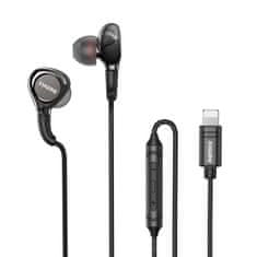 REMAX žične kovinske slušalke v ušesih z daljinskim upravljalnikom glasnosti 1,2 m črne (RM-655is)