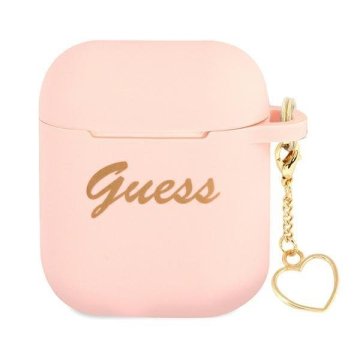 Guess GUA2LSCHSP AirPods ovitek roza/pink Silikonski šarm Heart Collection