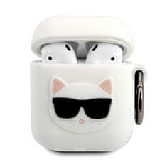 Karl Lagerfeld KLACA2SILCHWH AirPods ovitek bel/white Silikonski ovitek Choupette