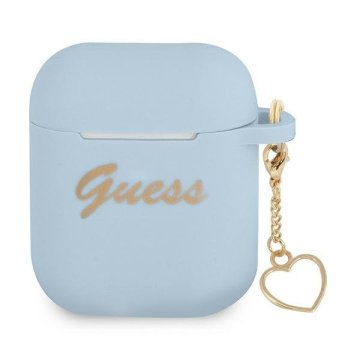 Guess GUA2LSCHSB AirPods ovitek moder/blue Silikonski šarm Heart Collection