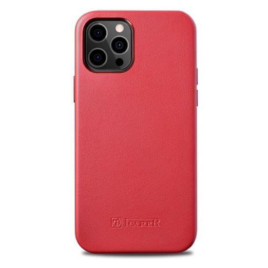 iCARER case leather ovitek iz pravega usnja za iphone 12 pro max rdeč (wmi1217-rd) (združljiv z magsafe)