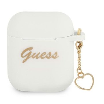 Guess GUA2LSCHSH Ovitek za AirPods bel/beli Silikonski okras Heart Collection