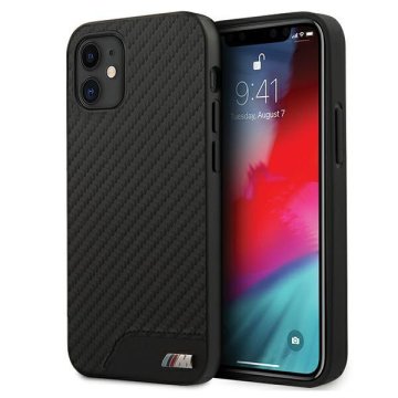 Bmw etui bmhcp12scabbk iphone 12 mini 5,4; črno/črno trdo ohišje m collection pu carbon