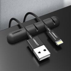 Ugreen Samolepilni organizator za 4 kable, komplet 2 kos, črn