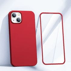 Joyroom Ohišje za iPhone 13 zadnji in sprednji pokrov + kaljeno steklo rdeče barve