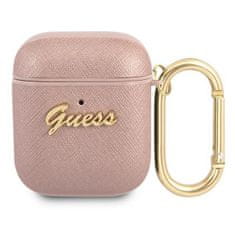 Guess GUA2SASMP AirPods ovitek roza/pink Saffiano Script Metal Collection