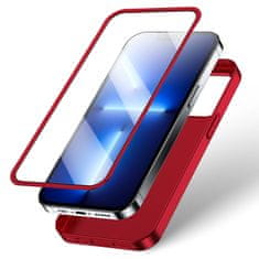 Joyroom Etui pokrowiec do iPhone 13 Pro Max obudowa na tył i przód + szkło hartowane czerwony