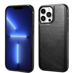 iCARER leather oil wax genuine leather case za iphone 13 pro max črna (ali1214-bk)