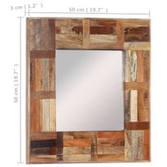 Vidaxl Stensko ogledalo iz predelanega lesa 50x50 cm