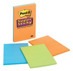 3M Post-it 4645S Super Sticky črtni lističi, barvni