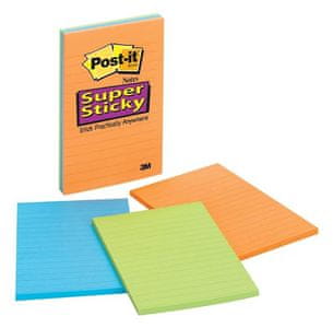 3M Post-it 4645S Super Sticky črtni lističi, barvni