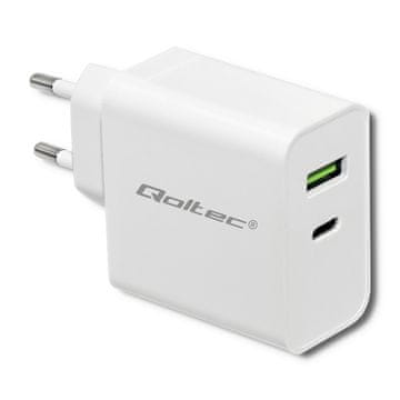 shumee Qoltec stenski polnilnik 45 W | 5–20 V | 2,4–3 A | USB tip C PD | USB | bel
