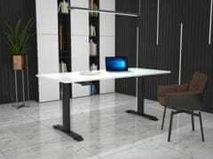 MS VISCOM Dvižna miza s ploščo v dekorju bela - 1600 x 800 mm, črno podnožje