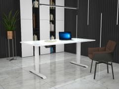 MS VISCOM Dvižna miza s ploščo v dekorju bela - 1600 x 800 mm, belo podnožje