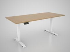 MS VISCOM Dvižna miza s ploščo v dekorju bukev - 1800 x 800 mm, belo podnožje