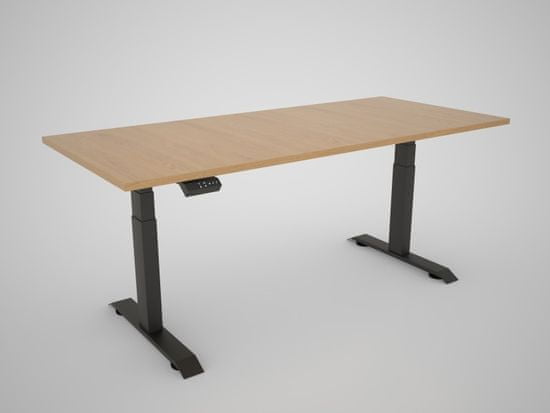 MS VISCOM Dvižna miza s ploščo v dekorju hrast - 1600 x 800 mm, črno podnožje