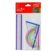 Spokey EASY Komplet šolskih in risalnih ravnil, 20 cm