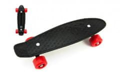 Teddies Deskarska deska - pennyboard 43 cm, nosilnost 60 kg, plastične osi, črna, rdeča kolesa