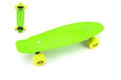 Teddies Skateboard - pennyboard 43cm, nosilnost 60kg plastične osi, zelena, rumena kolesa
