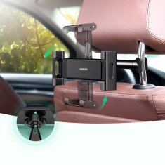 Ugreen Avtomobilski držalo za pametni telefon ali tablico, pritrjeno na naslon za glavo, črno