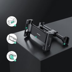 Ugreen Avtomobilski držalo za pametni telefon ali tablico, pritrjeno na naslon za glavo, črno