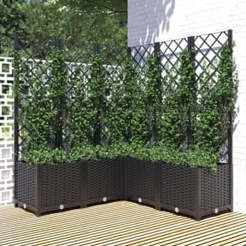 Vidaxl vidaXL Vrtno korito z rešetko, črno, 120x120x136 cm, PP