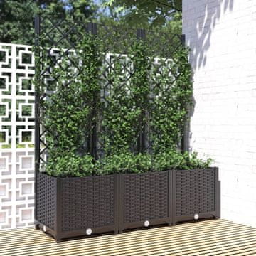 Vidaxl vidaXL Vrtno korito z rešetko, črno, 120x40x136 cm, PP