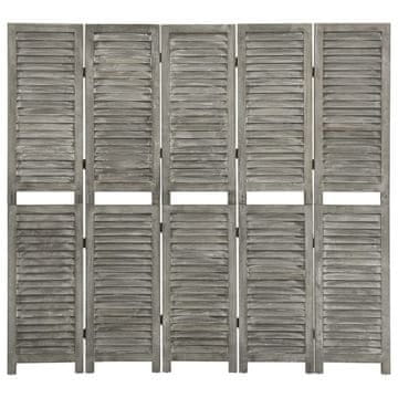 Vidaxl Paravan 5-delni siv 179x166 cm trden les