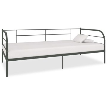 Vidaxl Posteljni okvir za dnevno posteljo siv kovinski 90x200 cm