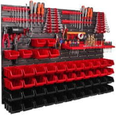 botle Delavniški panel za orodja 115 x 78 cm z 50 kos Škatla viseče Rdeča in Črna škatle plastika