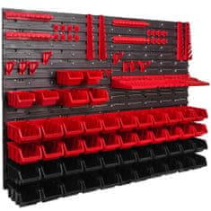 botle Delavniški panel za orodja 115 x 78 cm z 50 kos Škatla viseče Rdeča in Črna škatle plastika