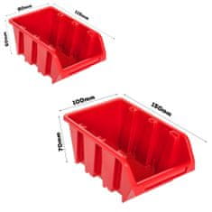 botle Stenska plošča za orodje 39 x 78 cm z 16 kos Škatla viseče Rdeča škatle s kompletom držal plastika