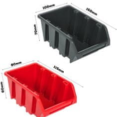 botle Viseča plošča za orodje 58 x 78 cm z 22 kos Škatla stenskih Rdeča in Črna škatle plastika