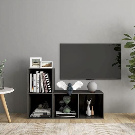 Vidaxl TV omarice 2 kosa visok sijaj sive 72x35x36,5 cm iverna plošča