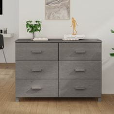 Vidaxl Komoda HAMAR svetlo siva 113x40x80 cm trdna borovina