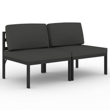 Vidaxl Vrtni kavč dvosed z blazinami aluminij antracit
